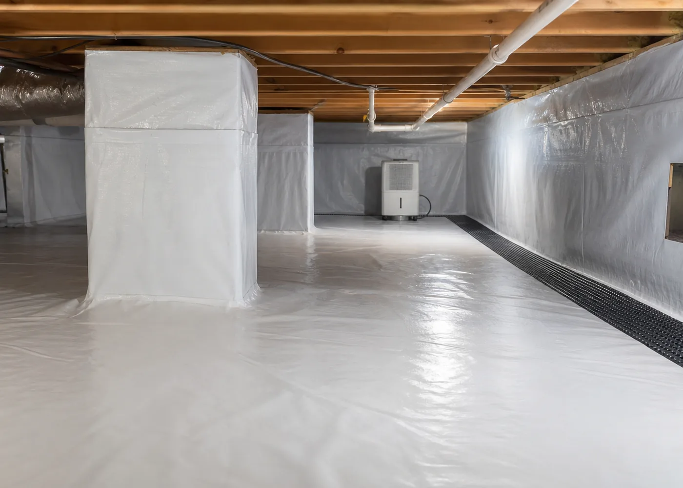 Careful crawl space encapsulation craftsmanship detail